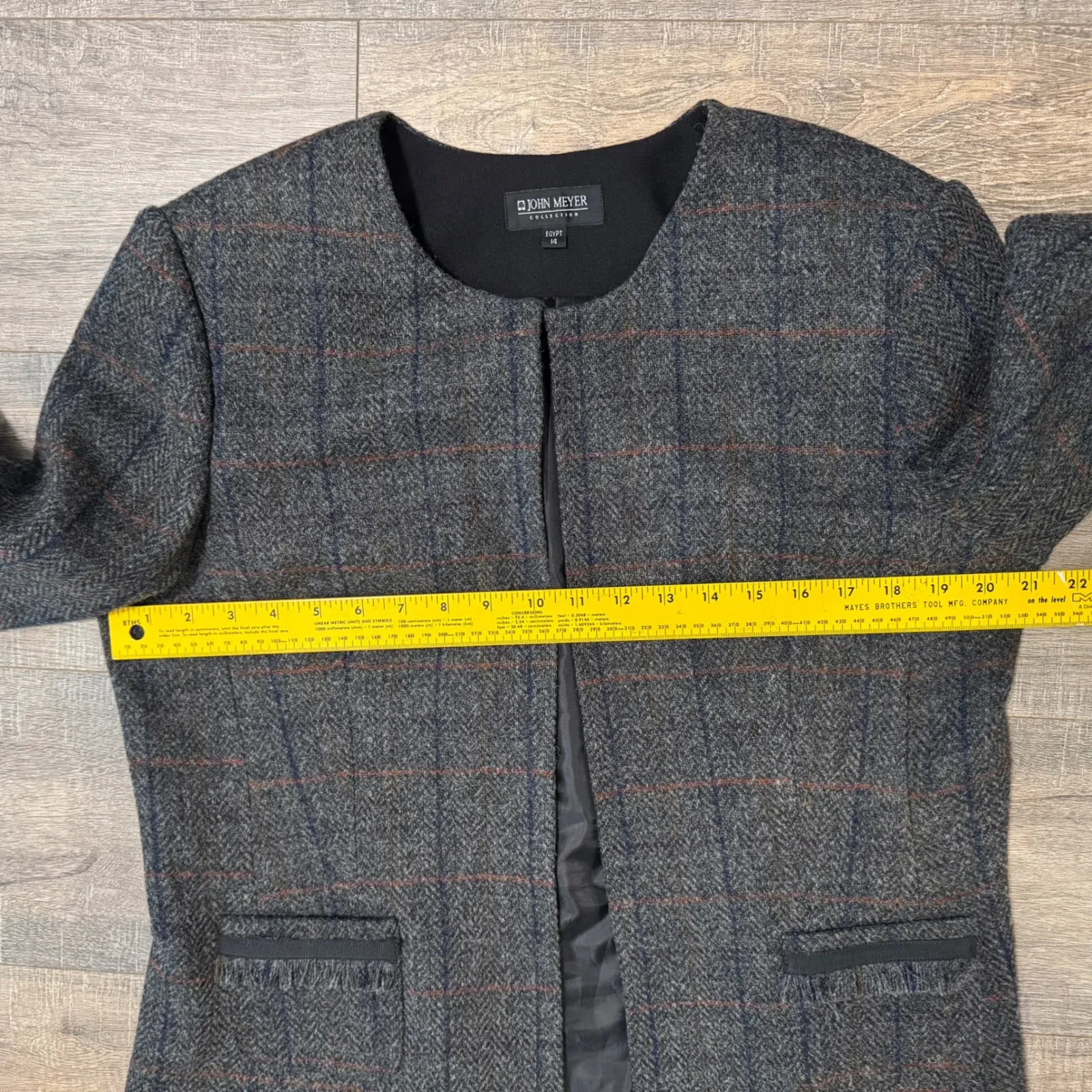 John Meyer‎ Collection Wool Blend Plaid Skirt Suit Set size 14 Career Vintage Gray - Image 7