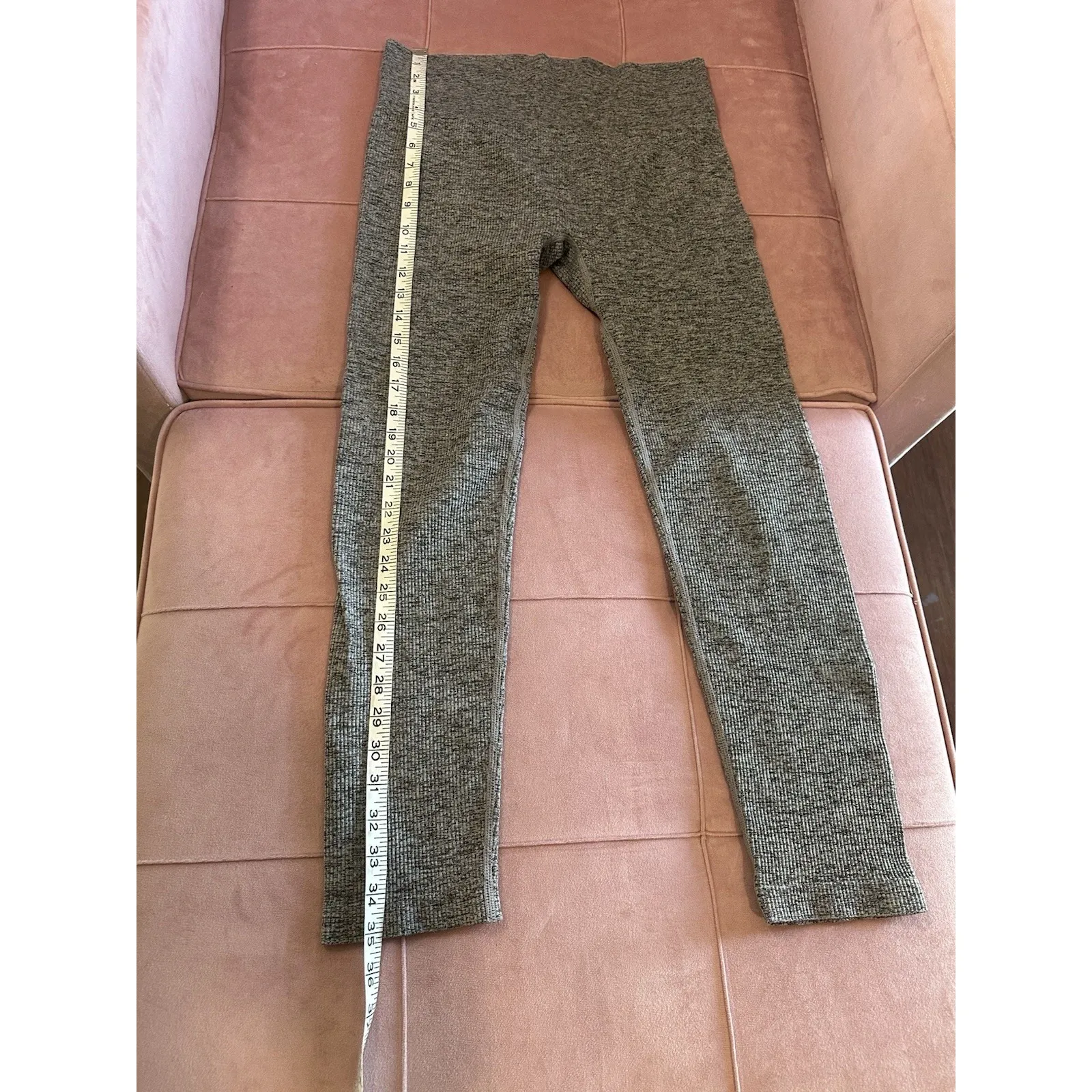 Colsie Ribbed Seamless Waffle Leggings Gray Size XL - Image 6
