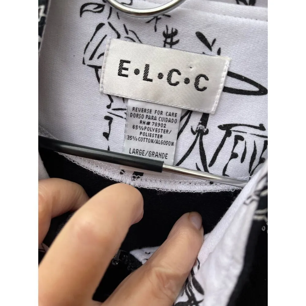 E.L.C.C. Size large vintage tropical themed oversized jacket. Black - Image 9