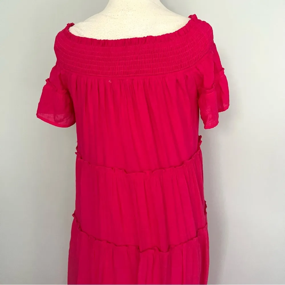 Jodifl Hot Pink Bohemian Flowy Off the Shoulder Maxi Dress Size M - Image 8