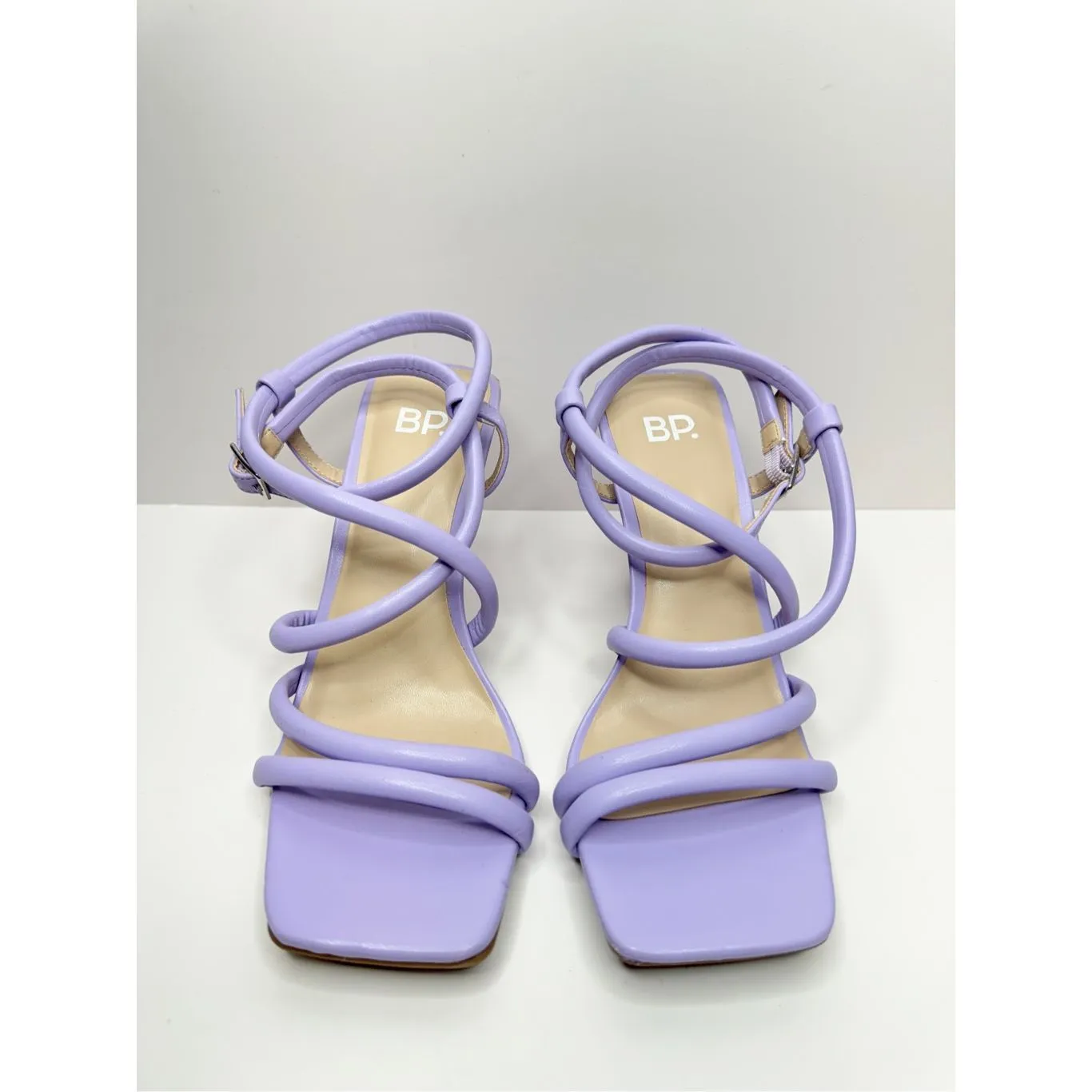 BP Sandals Size 5.5 Lilac Wraparound Square Toe High Heels - Image 3