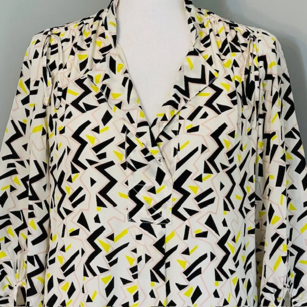 DVF Diane Von Furstenberg 100% Silk Abstract Geometric Print Dress Size 6 - Image 4