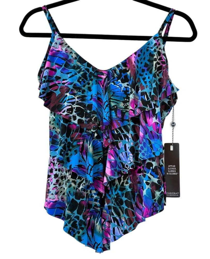 NWT! Magicsuit by Miraclesuit Blue Rita Tiered Tankini Top - Image 6