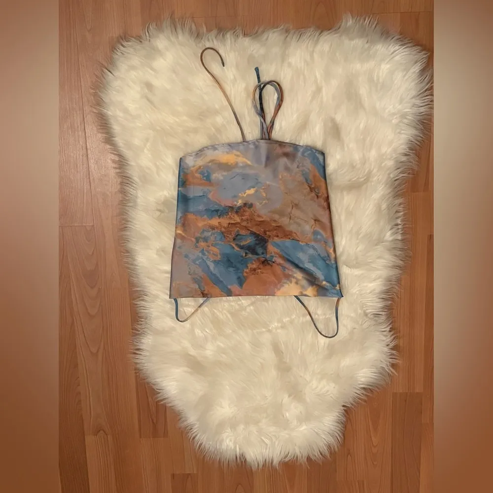 12th Tribe Multicolor satin spaghetti strap crop top size S - Image 3