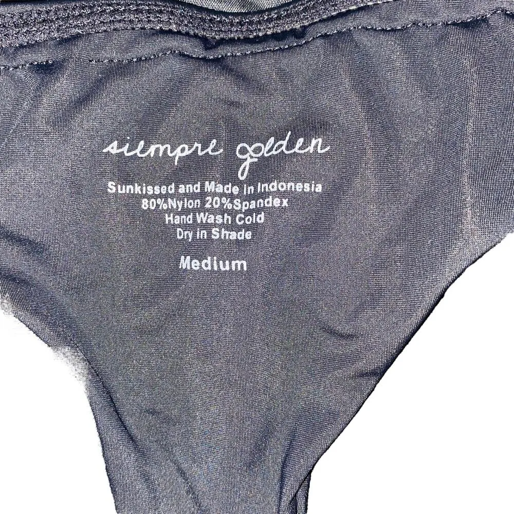 Siempre Golden Black Perla Ruffled Bikini Swim Bathing Suit Bottoms Size Medium - Image 6