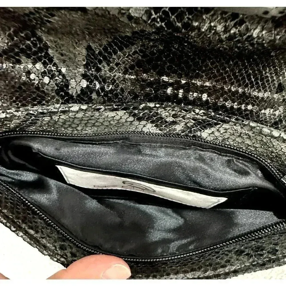 Big Buddha‎ Faux Snake Skin sequin Clutch Purse black Shoulder Chain Strap y2k - Image 9