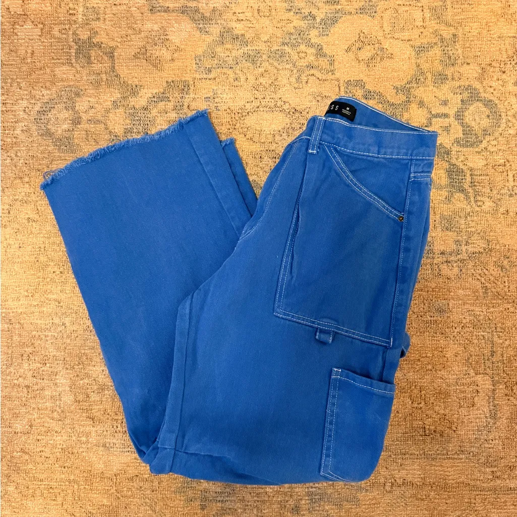 Lioness EUC Blue Miami Vice Cargo Jeans with Frayed Hem - Image 4