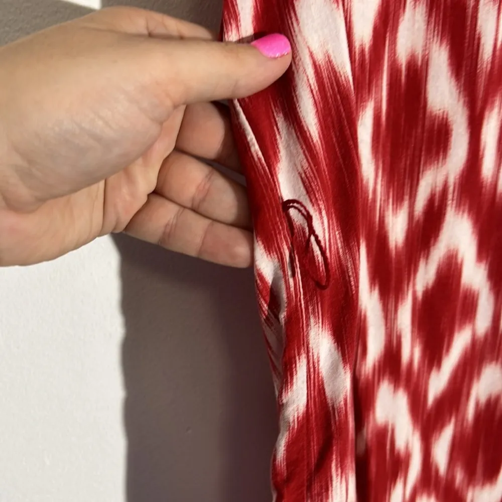 Liz Claiborne Red White Abstract Pattern Sleeveless High Low Dress - Image 5