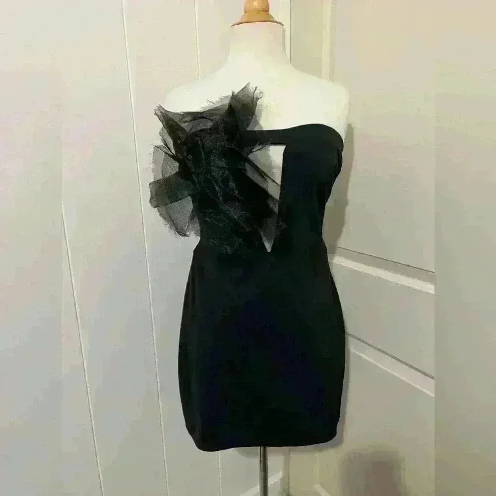 Katie May $250 Los Angeles Black Mini Strapless Dress Size Large Hoco Homecoming - Image 2