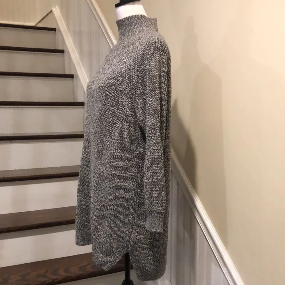 TOPSHOP Grey Marled Knit Mock Neck Long Sleeve Sweater Dress Size 8 - Image 5