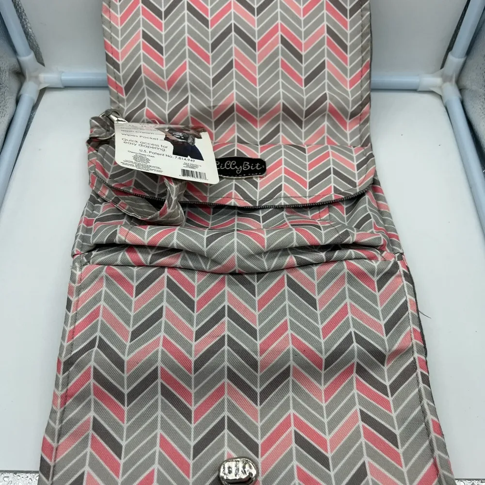 NEW Lillybet by Demdaco Diaper Clutch chevron pink&gray multiple way to … Pink - Image 15