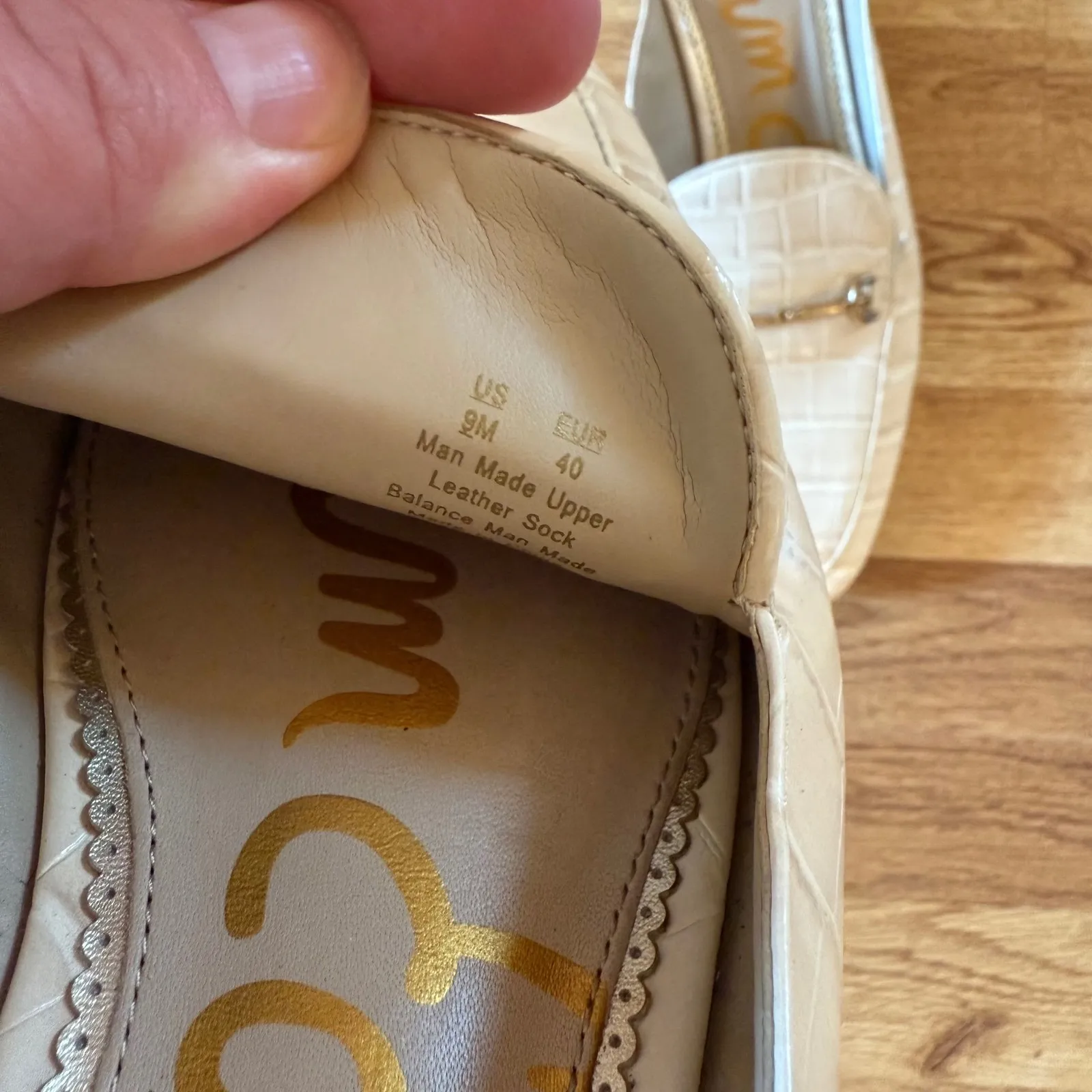 Sam Edelman Cream Croc-Embossed Horsebit Mules Loafers – Size 9M - Image 3