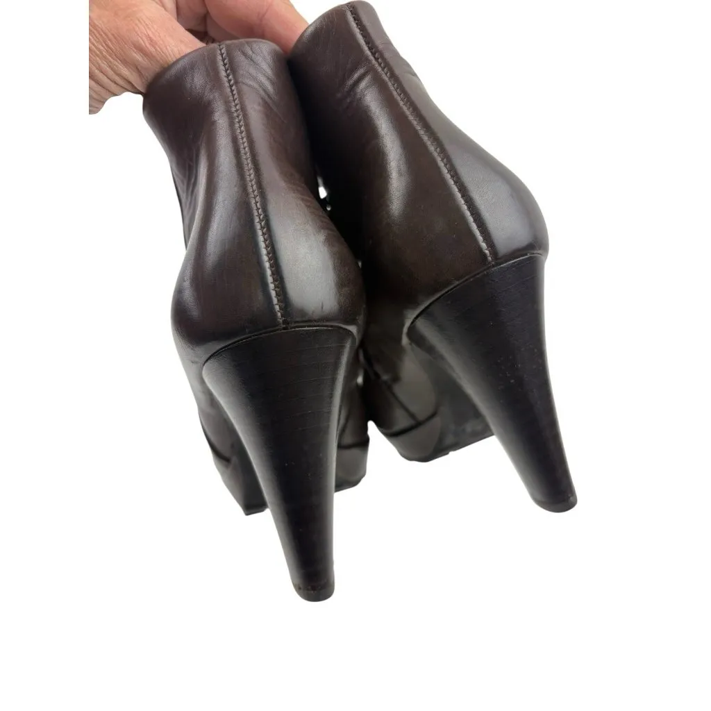 *Paul Green Alexa Boots Womens Size 5 Ankle Heeled Brown Leather Quiet Luxury - Image 6