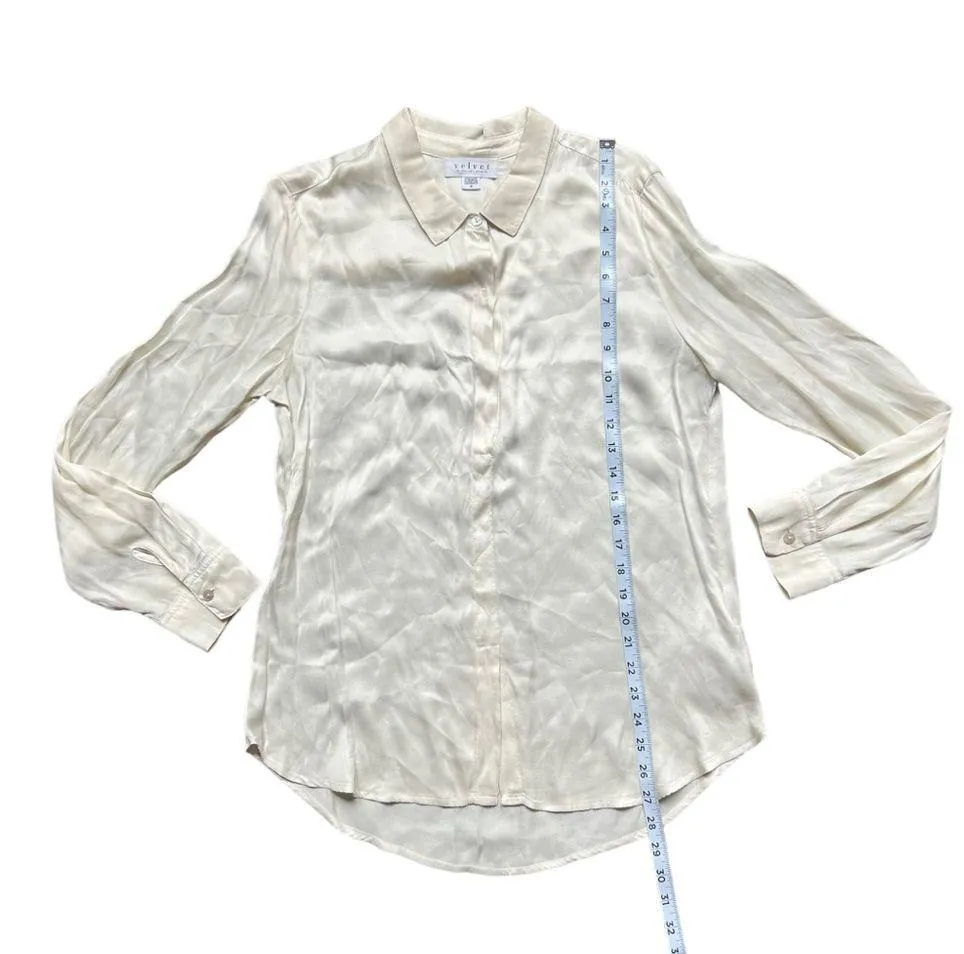 Velvet by Graham & Spencer Josey Blouse Cream Size Small Minimalist - Image 7