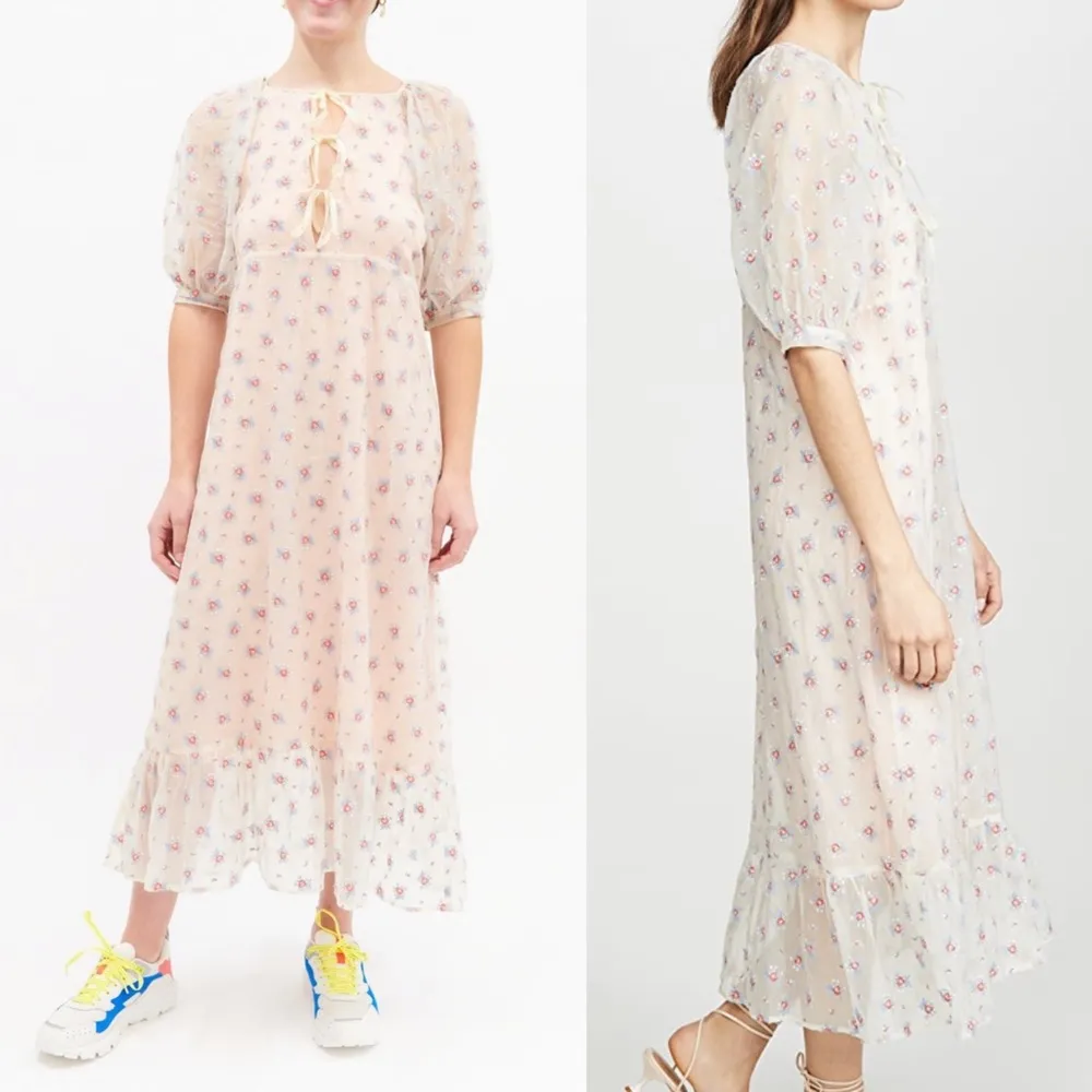 Capulet x Revolve Sheer Rosewood Embroidered Prairie Dress Cottagecore - Image 2