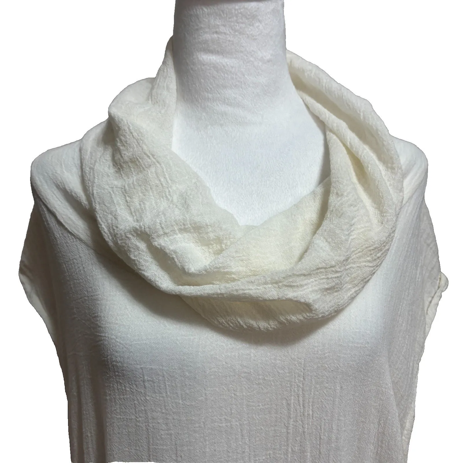 Baba Tunic Dress Womens L Cream Gauzy Asymmetric Lagenlook Boho Size L - Image 2