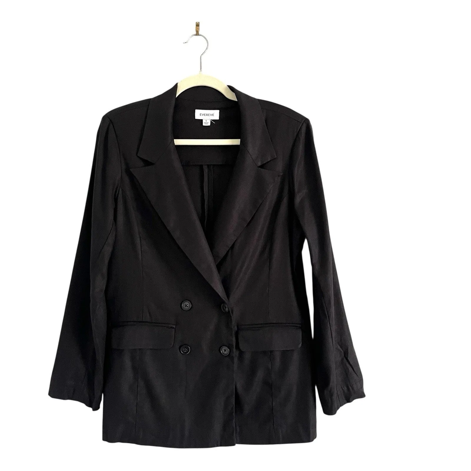Evereve Brandi Linen Blazer Black Sz Small minimalist casual Chic classic Jacket - Image 3
