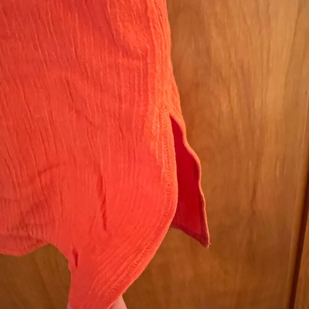 Soft Surroundings Top Talia Crinkle Gauze Orange Button Front Blouse NWT Small - Image 8