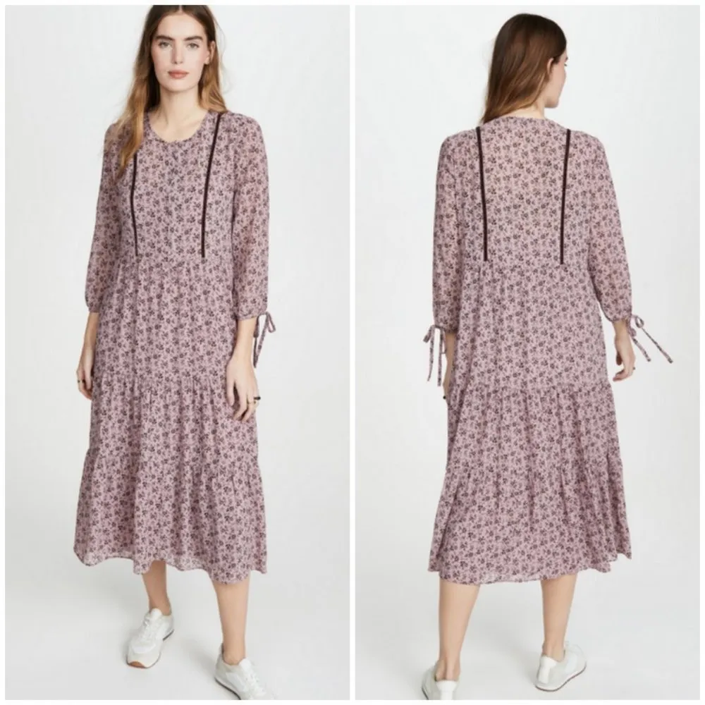 💕MADEWELL💕 Long-Sleeve Tiered Dress ~ Branch Floral XS NWOT - Image 3