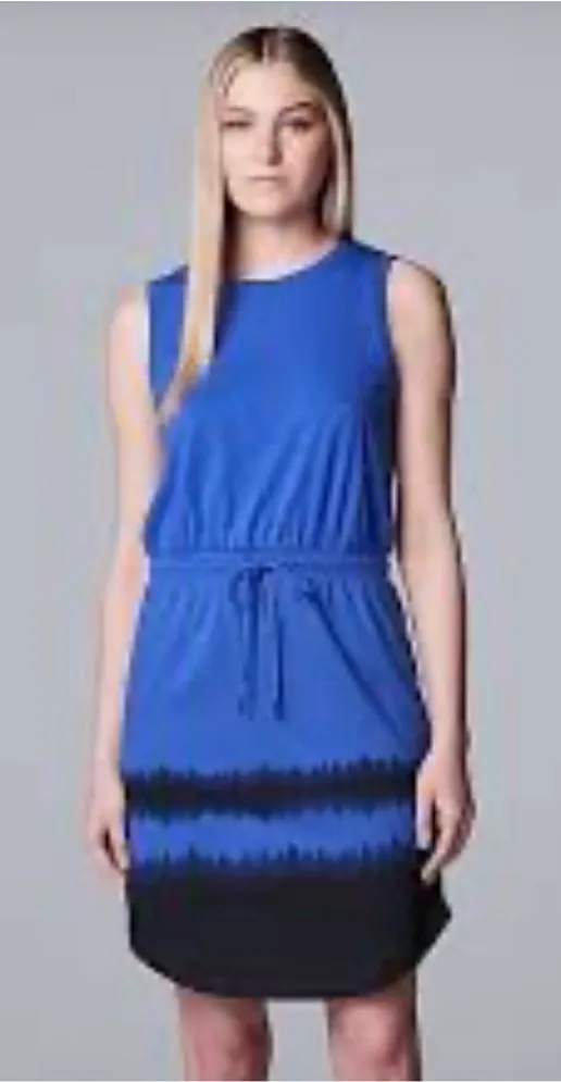 Women's Simply Vera Vera Wang Blue Tie-Dye Mini Dress S - Image 1