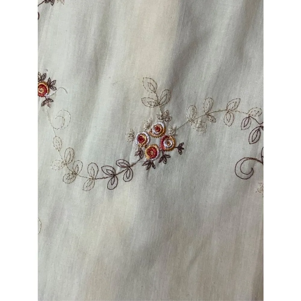 Vtg 90s Floral Embroidered Lightweight Button Down Shirt Sz XS/S Yellow - Image 5