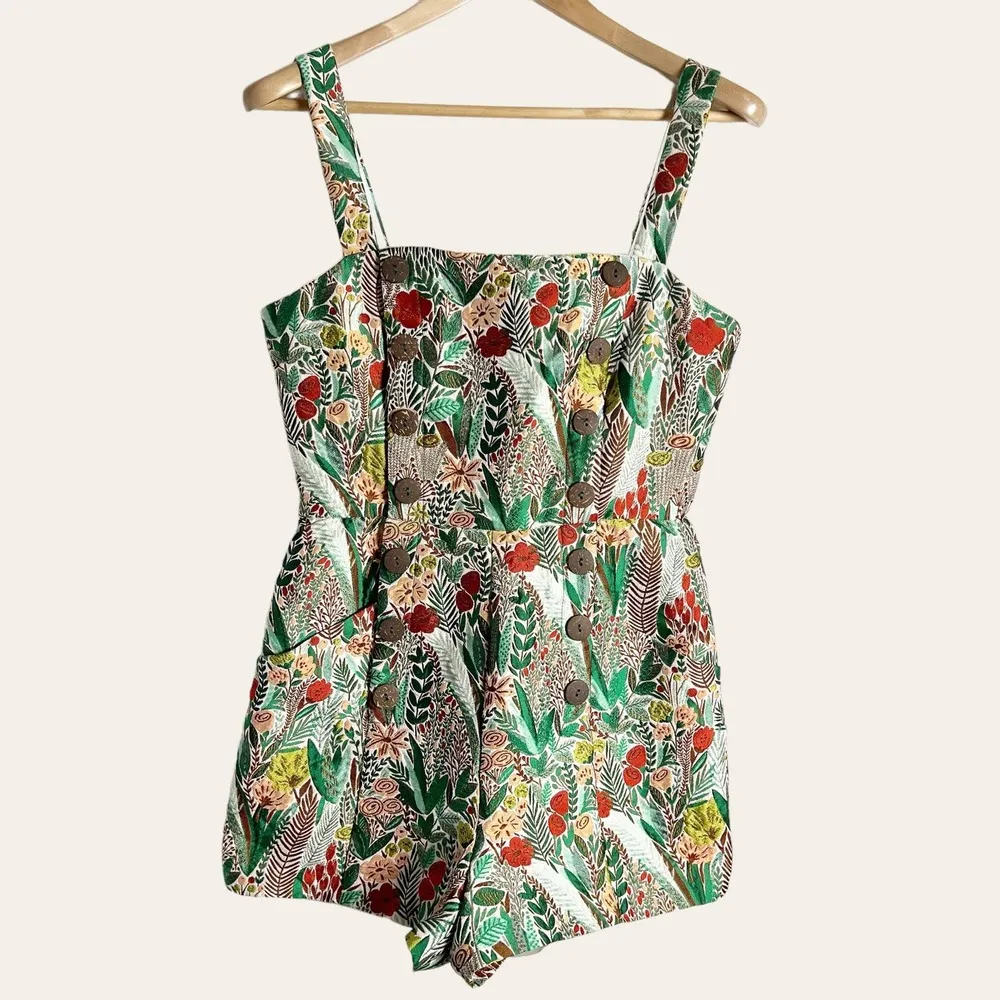 Hutch Marcy Floral Print Jacquard Sleeveless Square Neck Romper Size 4 - Image 5