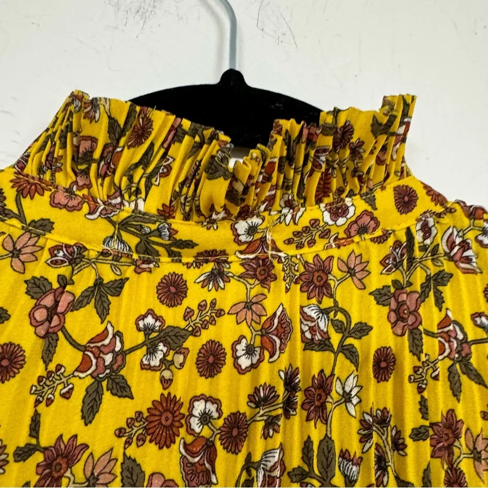 Max Studio Yellow Ditsy Floral Romantic Blouse Womens S Fall Long Sleeve Ruffled - Image 12