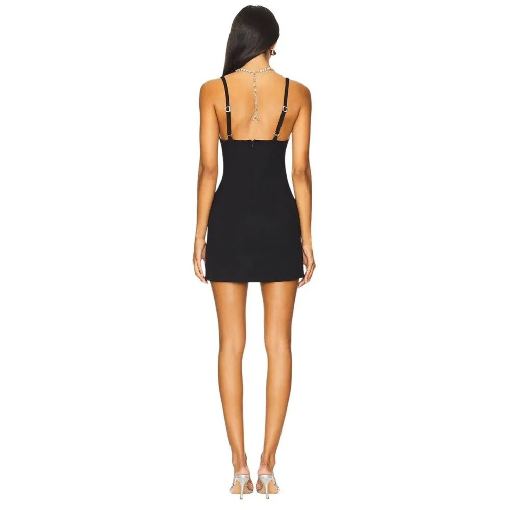 AREA Butterfly Mini Dress in Black Small New Womens Crystal Necklace - Image 2