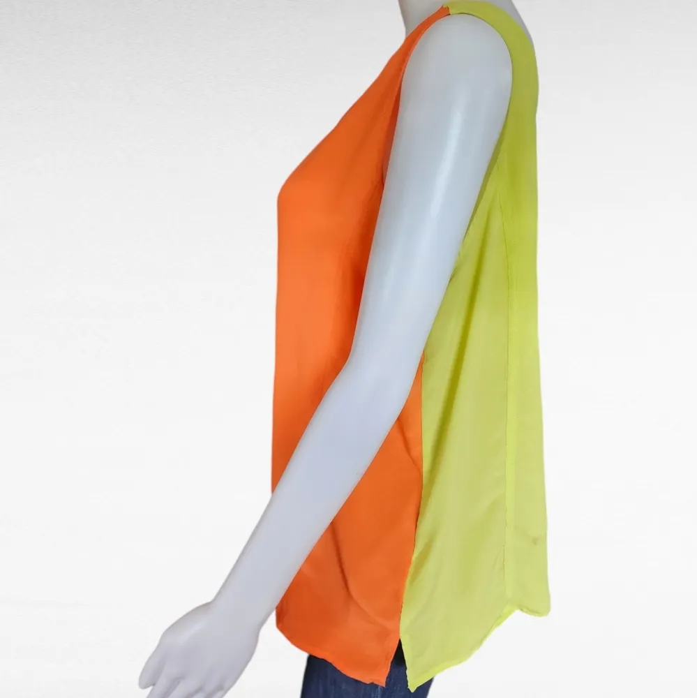 Diane Gilman Orange Yellow Silk Scoopneck Tank Size 2X - Image 3