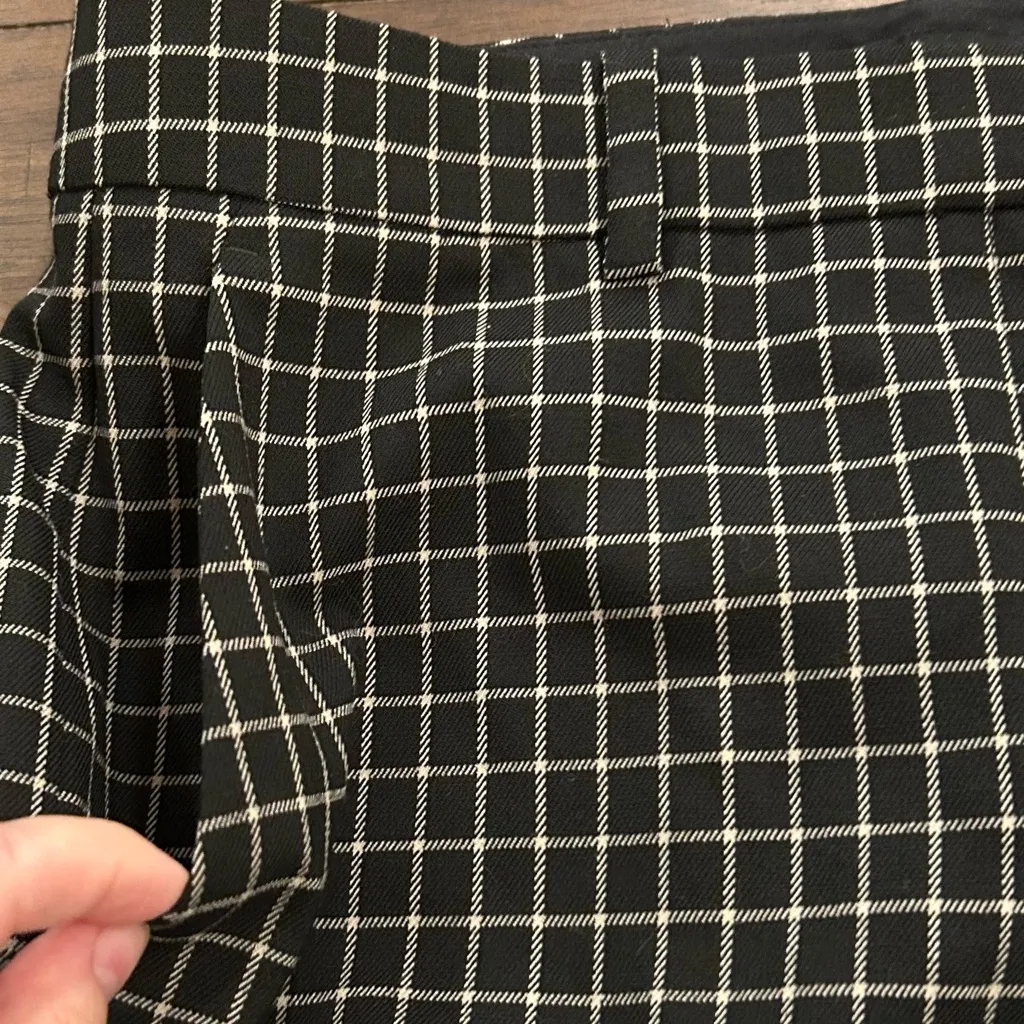 THEORY Black Checked Classic Crop Pants Stretch Wool Blend Size 8 Style N075204R - Image 10
