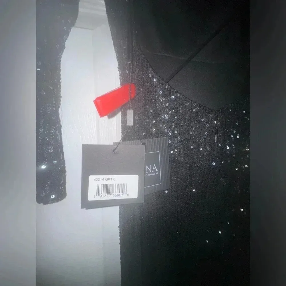 Mac Duggal women’s SEQUIN HIGH NECK LONG SLEEVE LACE UP GOWN black 42014 sz0 NWT - Image 8