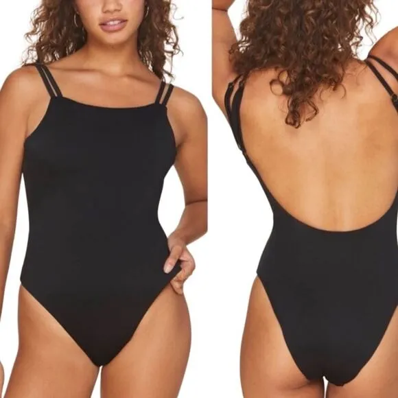 ANDIE Rockaway Square Neck One Pcs Swimsuit Sz S Black Retro Feminine Resort NWT - Image 2