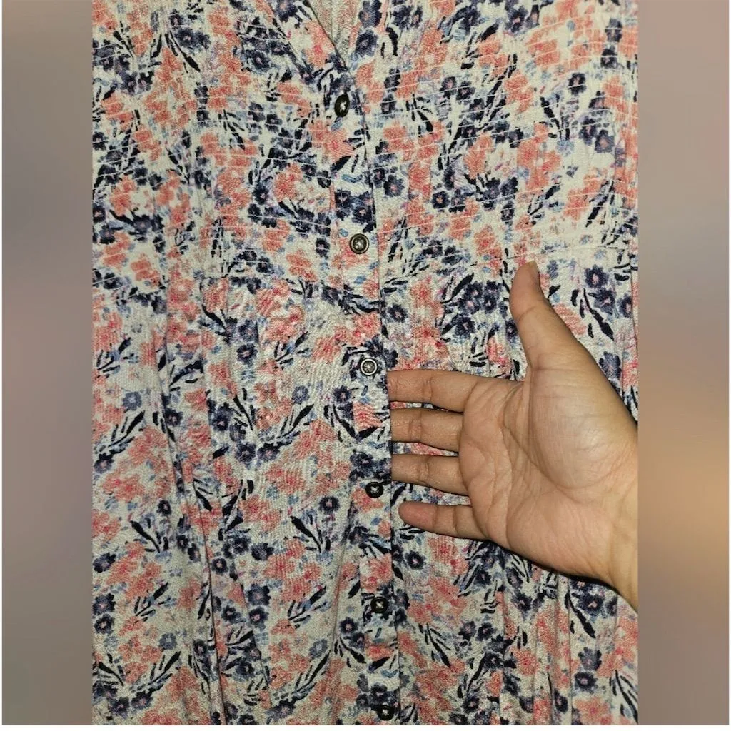 Knox Rose Women's Pink Floral V-Neck Blouse Standard Size S Short Flutter Sleeve - Image 4