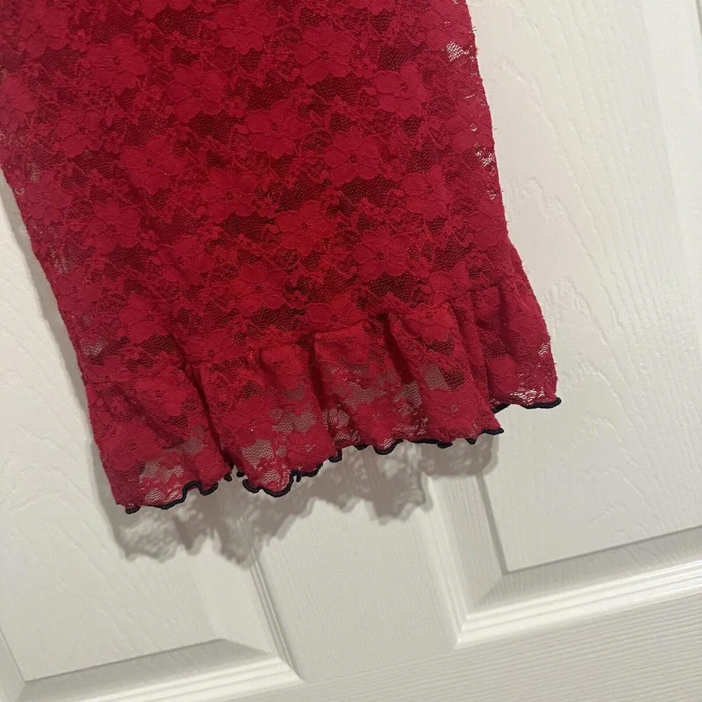 Gilligan & O’Malley Red & Black Lace Lingerie Slip Dress Nightie S Small - Image 4