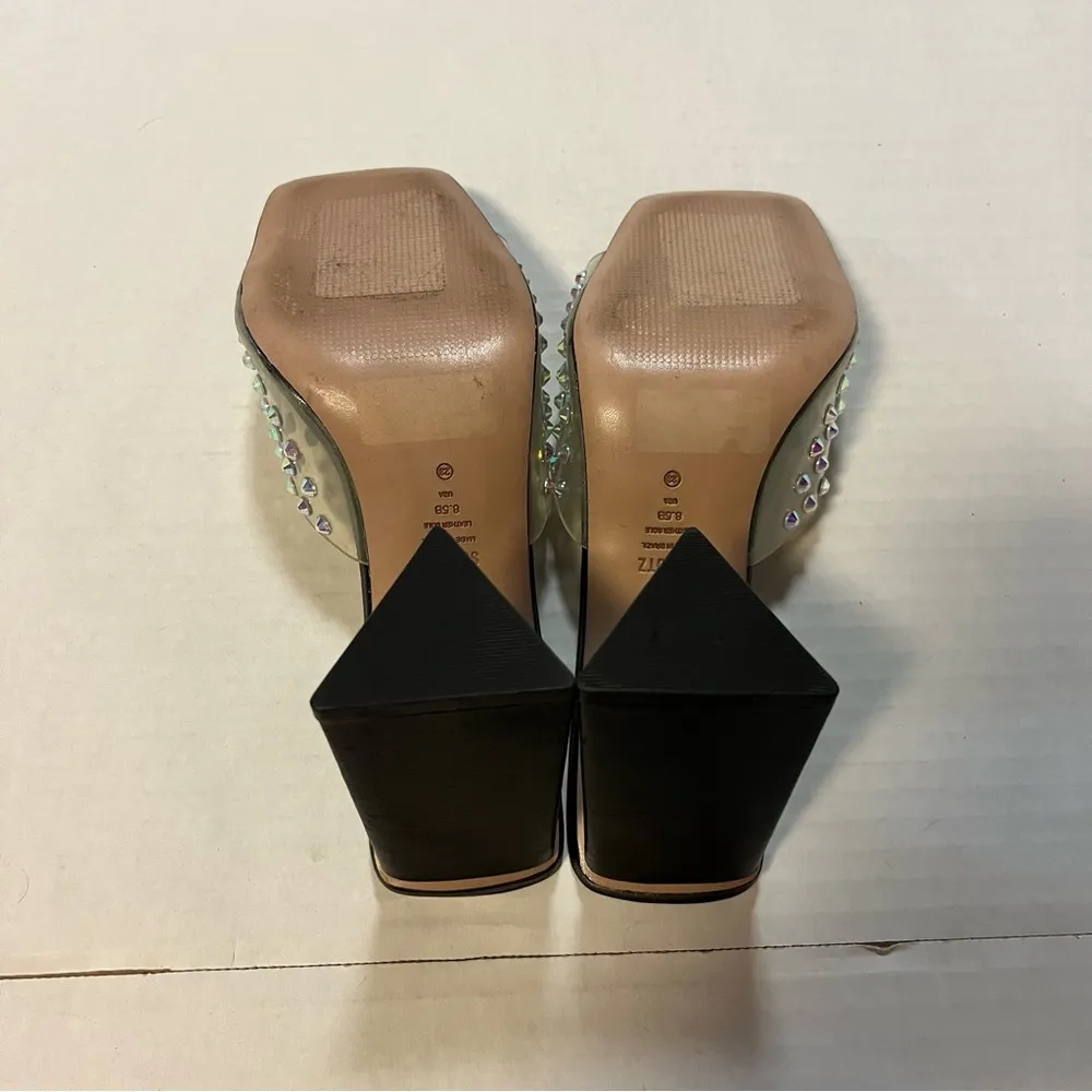 Schutz Heel Lizah Crystal Vinyl Sandal Mule Slip On in Black Sz 8.5 NWOB *flaws* - Image 14