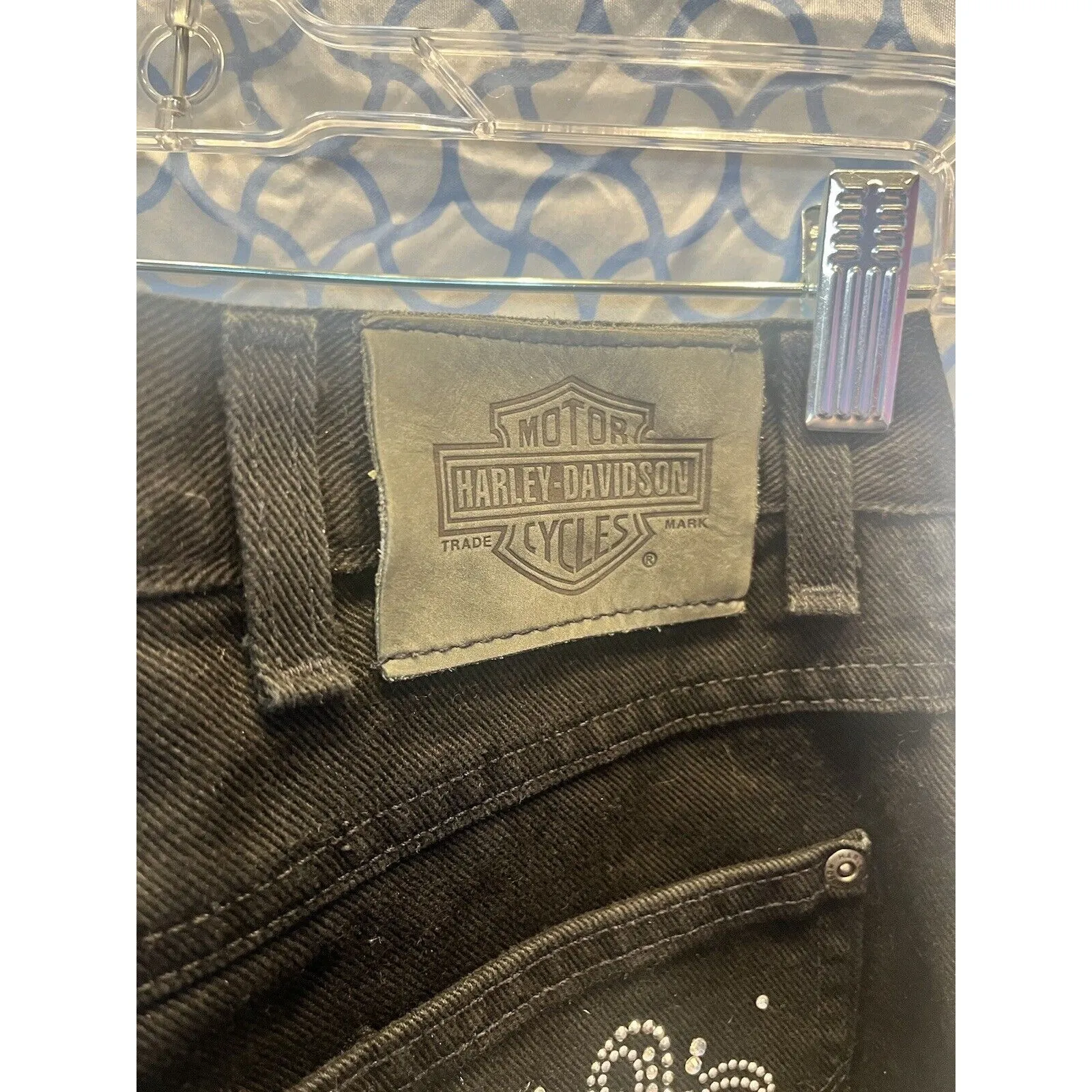 Women's Harley Davidson Jeans Size 14 Regular Black With Rhinestones Bootcut - Image 9
