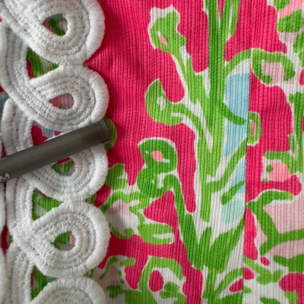 Lilly Pulitzer Cathy Shift Dress Flamingo Pink Southern Charm 0 Lace 100% Cotton - Image 3