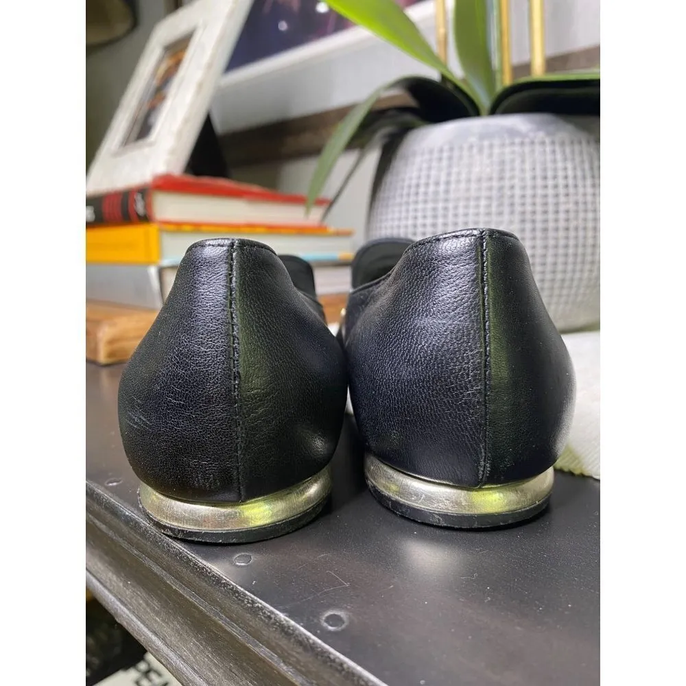 AGL Attilio Giusti Leombruni Black Leather Stud Venetian Loafers Size US 6 - Image 8