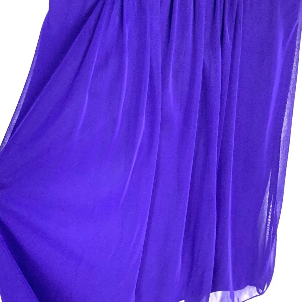 Blondie Nites Purple Chiffon Pleated Jeweled Strapless Cocktail Dress 3 Prom - Image 9