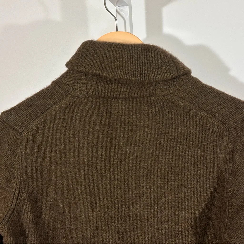 90’s Ralph Lauren cashmere-wool shawl sweater brown academia prep Hong Kong - Image 4