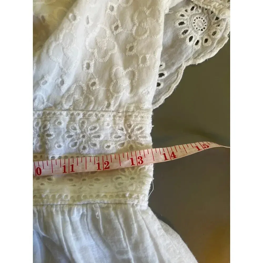 Magic M 100% Cotton eyelet coastal cowgirl wedding feminine sundress lined - Image 9