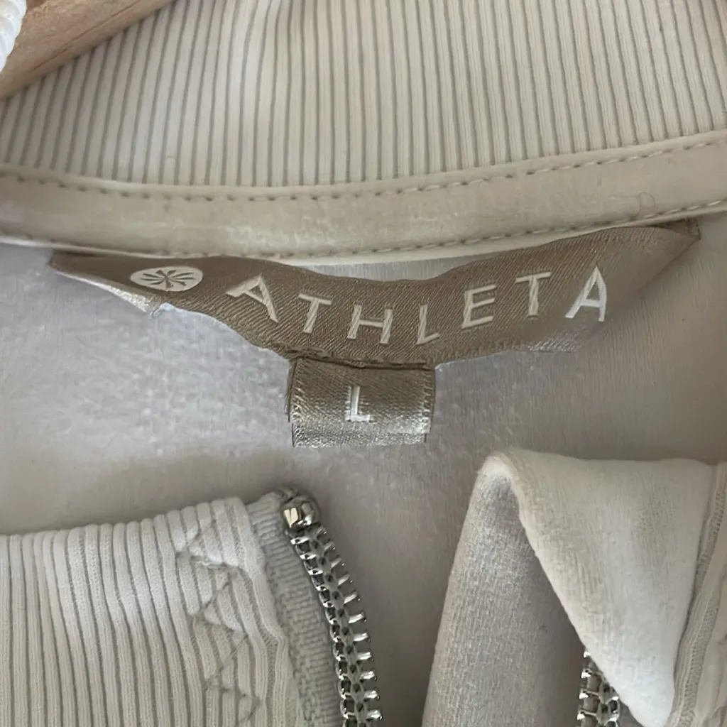 ATHLETA Shanti Salutation Jacket in Powervita Zippered Fitted in White Size L - Image 11