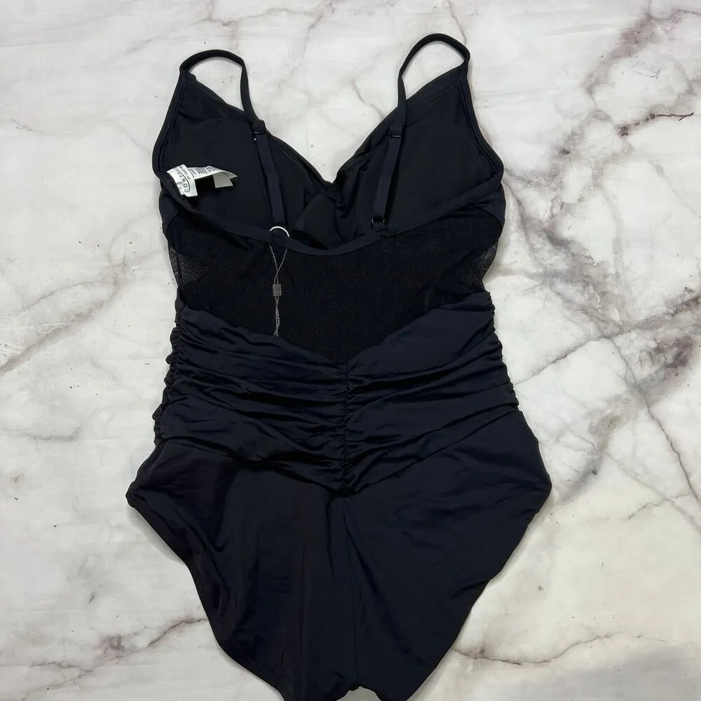 Contours Coco Reef Black Mesh One Piece Swimsuit Size 12 36 C/D Underwire New - Image 5