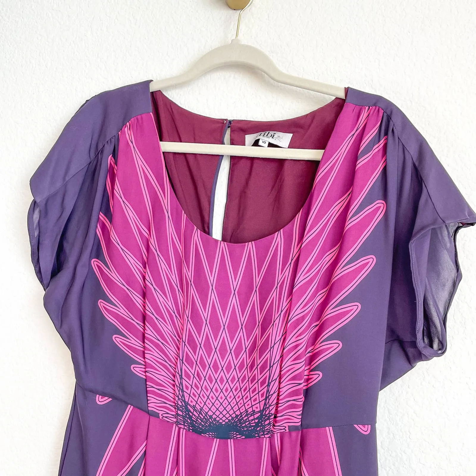 TIBI Purple Pink Silk Mini Dress - Image 9