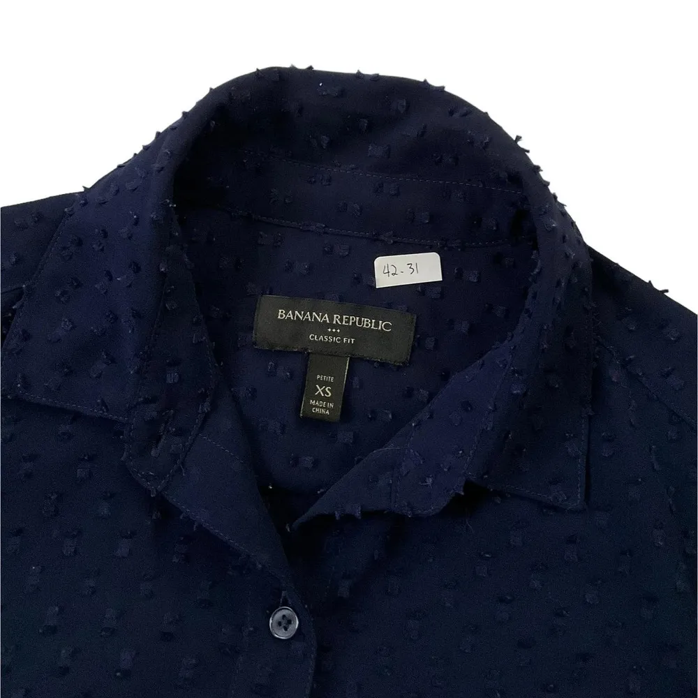 Banana Republic Blue Sheer Classic Fit Shirt Size S | 42-31 - Image 4