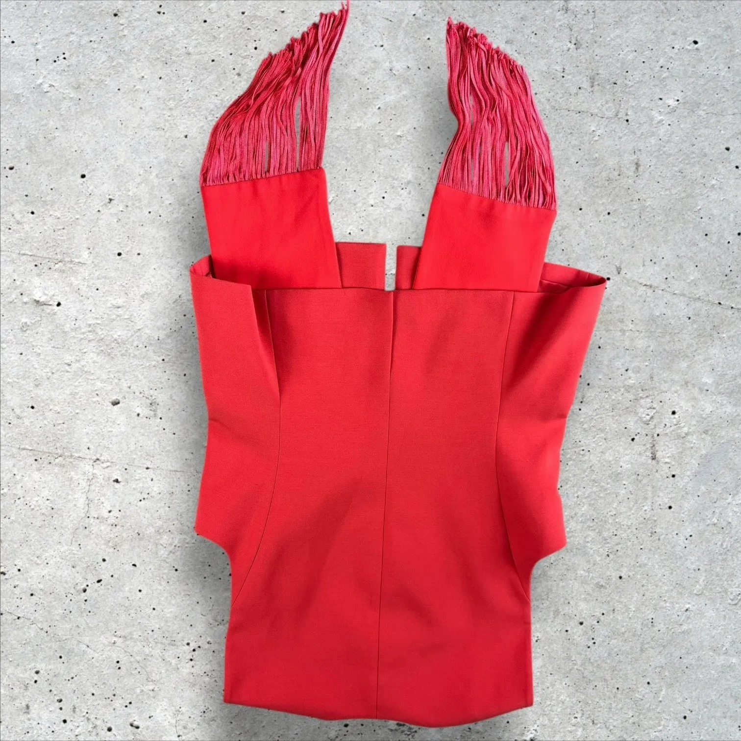 BCBGMAXAZRIA Jared Fringe Scarf Blazer‎ Vest Orange NWT Sz S - Image 6