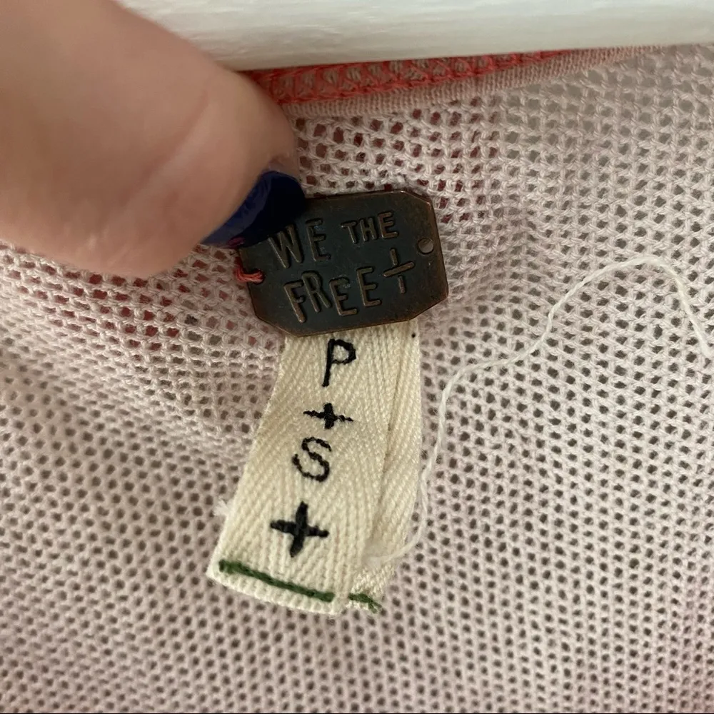 Free People Applique Mesh Trapeze Tank Top Pink Sz Small - Image 7