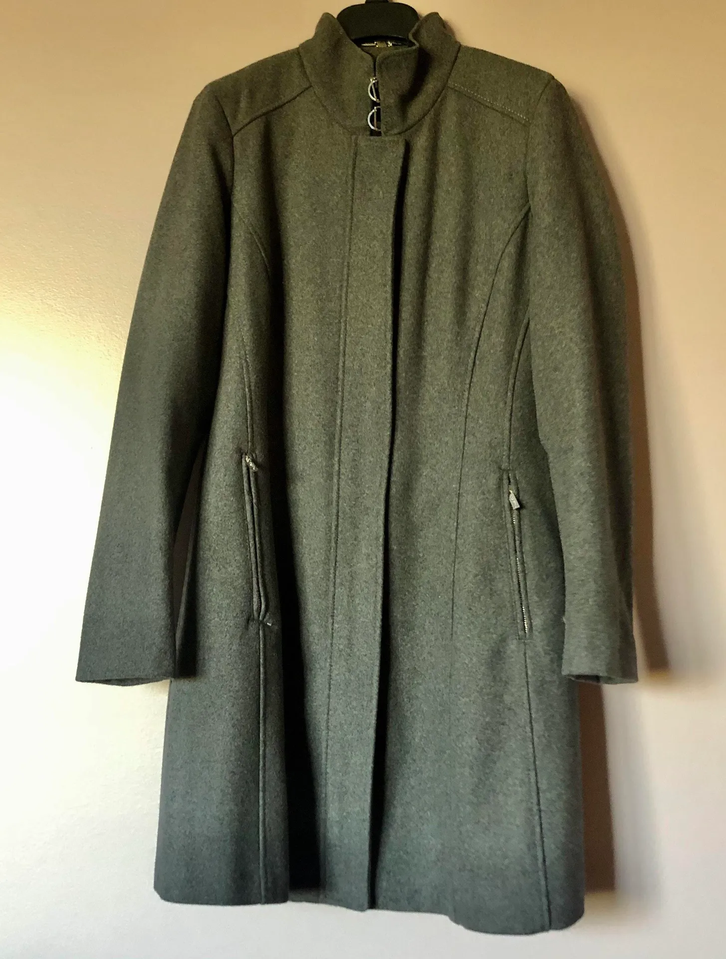 dark grey dress coat high collar - Image 4