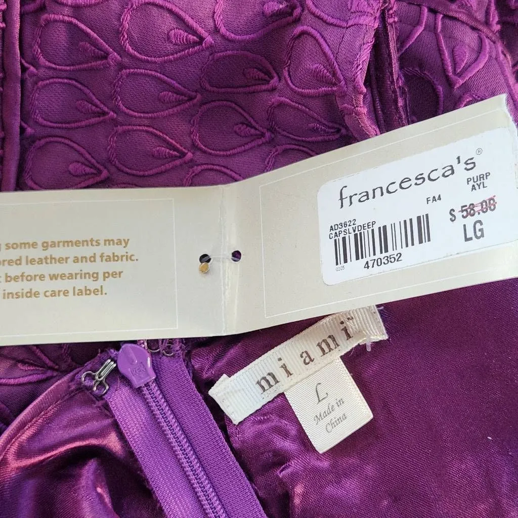 Francesca's Mi Ami Purple Mini Sheath Dress NWT Size Large Wedding Guest Dress - Image 9