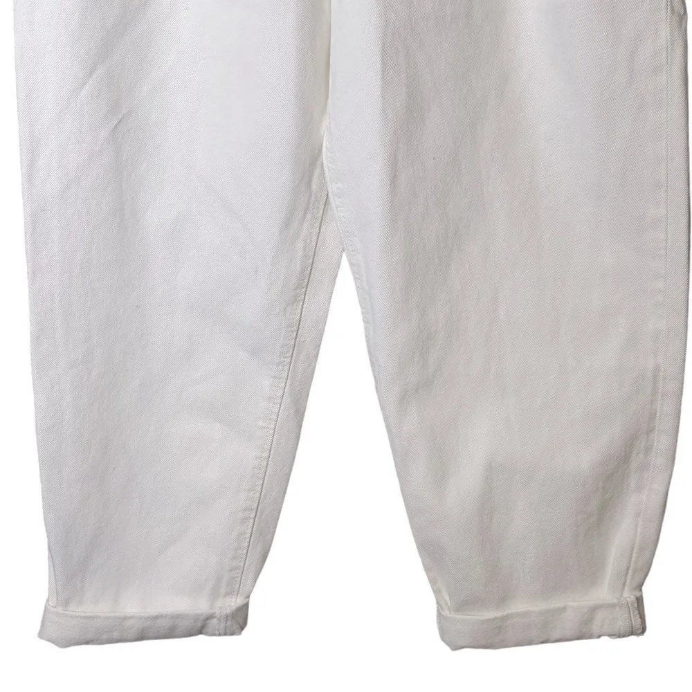 Zara Paperbag Baggy Jeans‎ White Ivory 4365/860/251 Size Large - Image 3